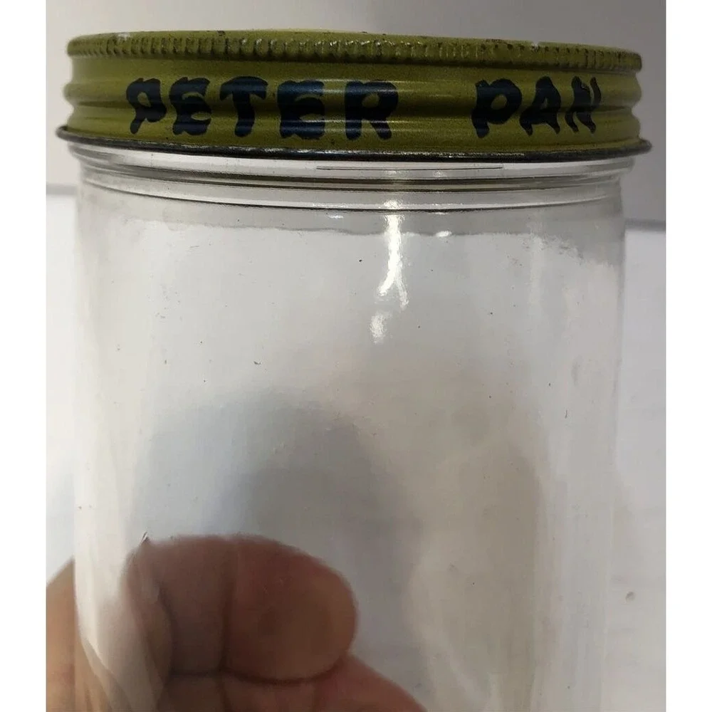Peter Pan P-Nuttiest Jar and Lid 1960s‎ Vintage Clear Glass MCM